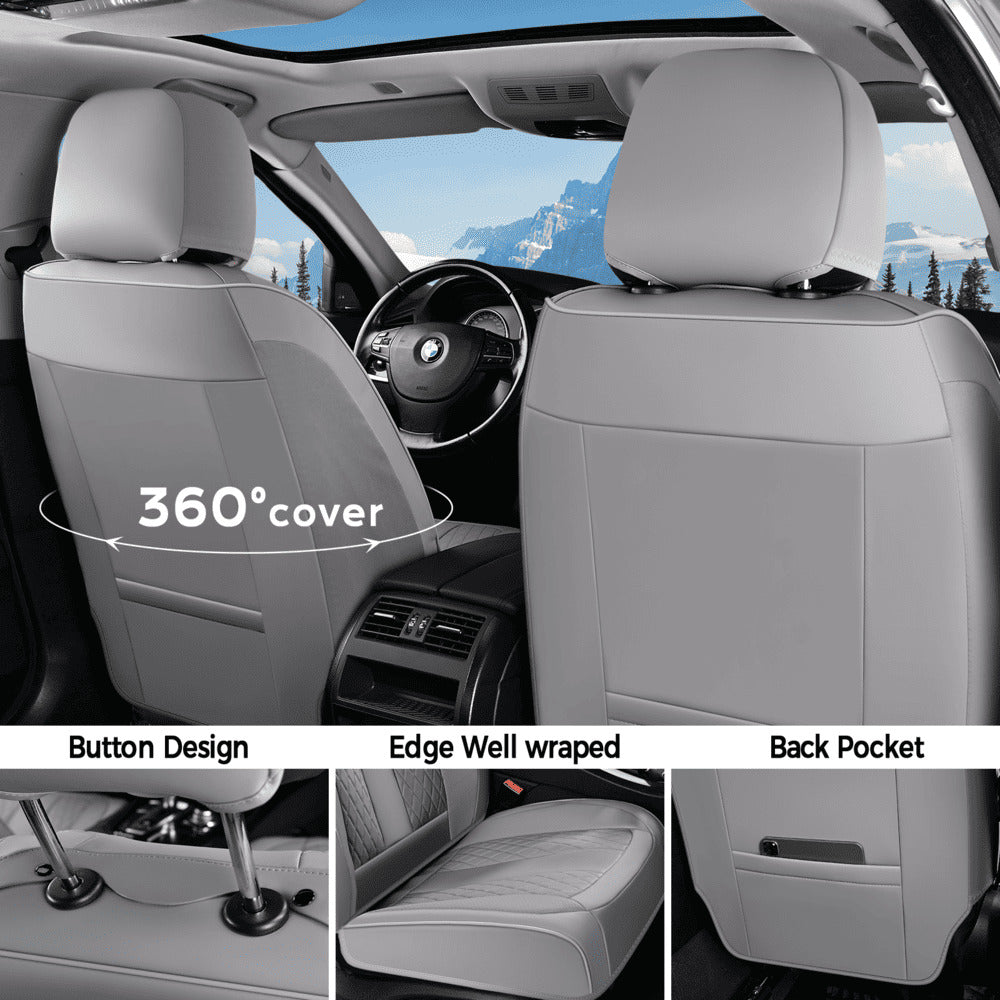 Coverado Car Seat Covers Premium Leatherette Front Seat 2 Seat and Full Set 5 Seat Protectors for SUVs Trucks Cars