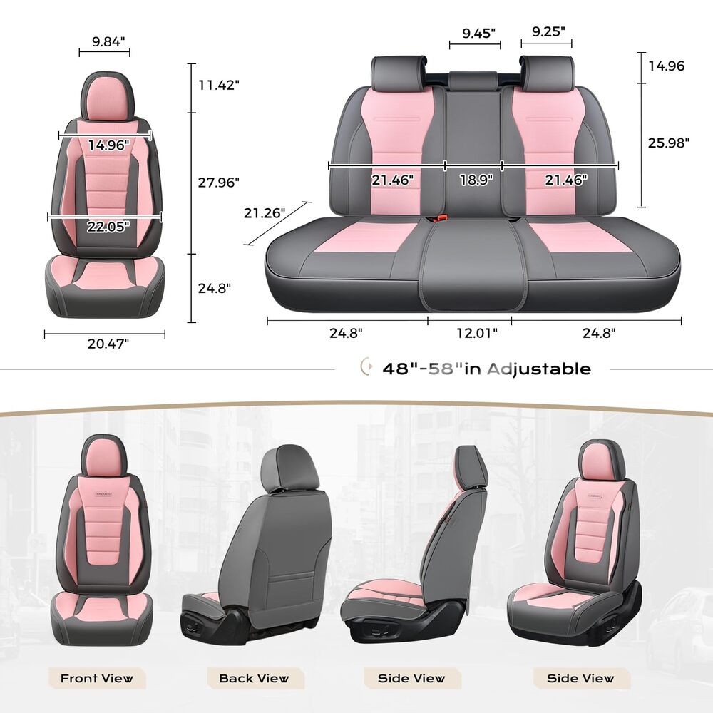 Coverado Front and Back Car Seat Covers Premium Leather Auto Seat Protectors Universal Fit Cars, SUV, Truck