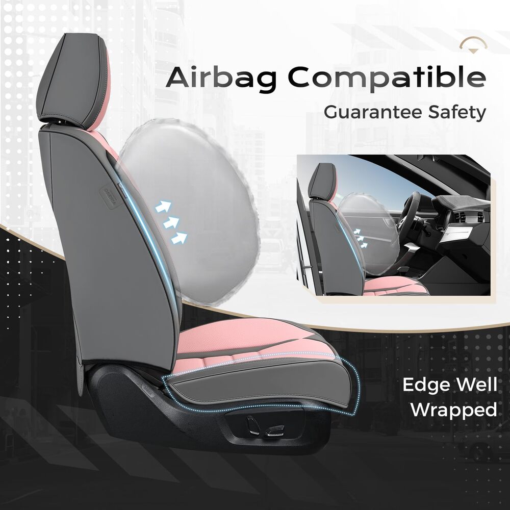 Coverado Front and Back Car Seat Covers Premium Leather Auto Seat Protectors Universal Fit Cars, SUV, Truck