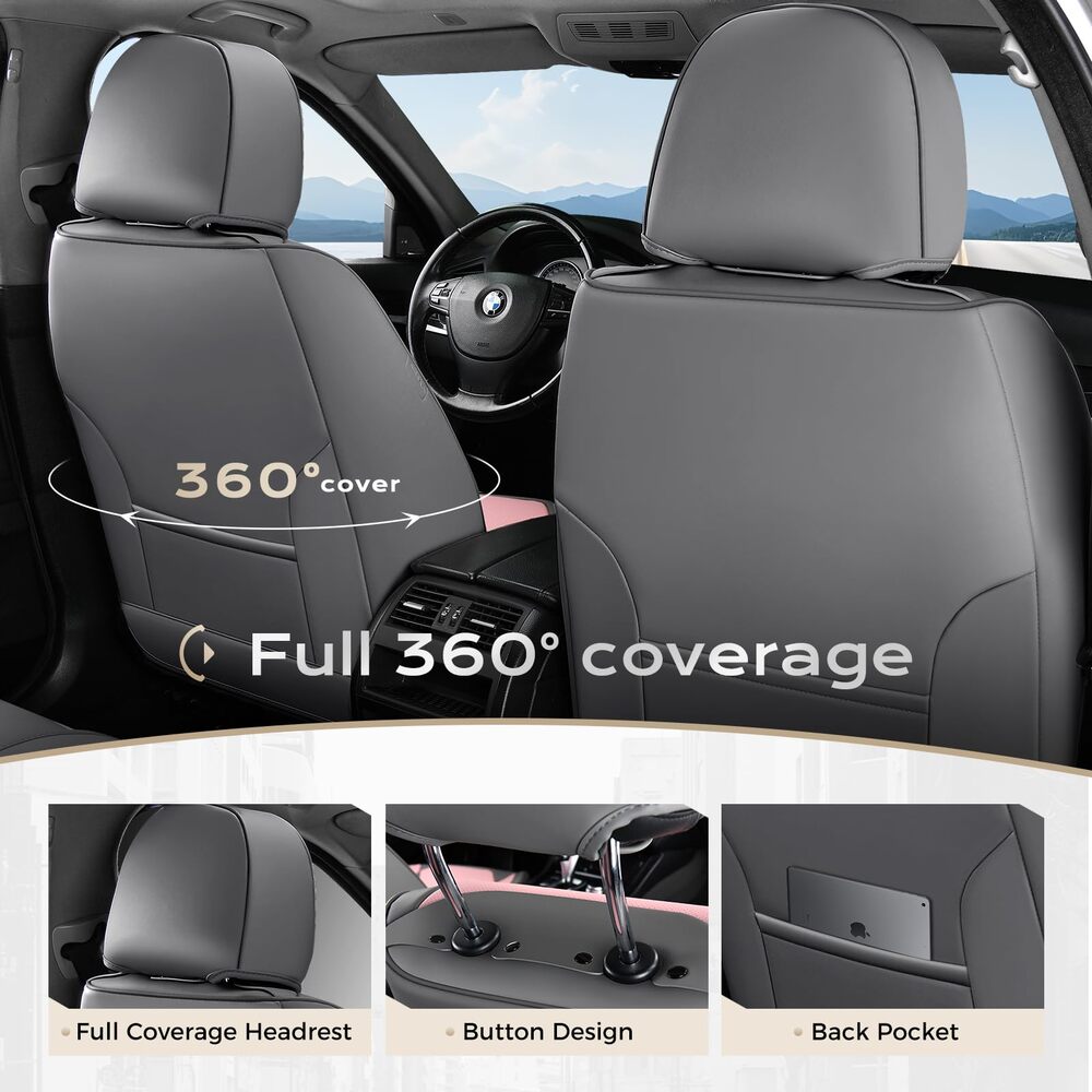 5 Seats Coverado Car Seat Covers Full Set Premium Leather Front Rear Auto Seat Protectors Universal Fit