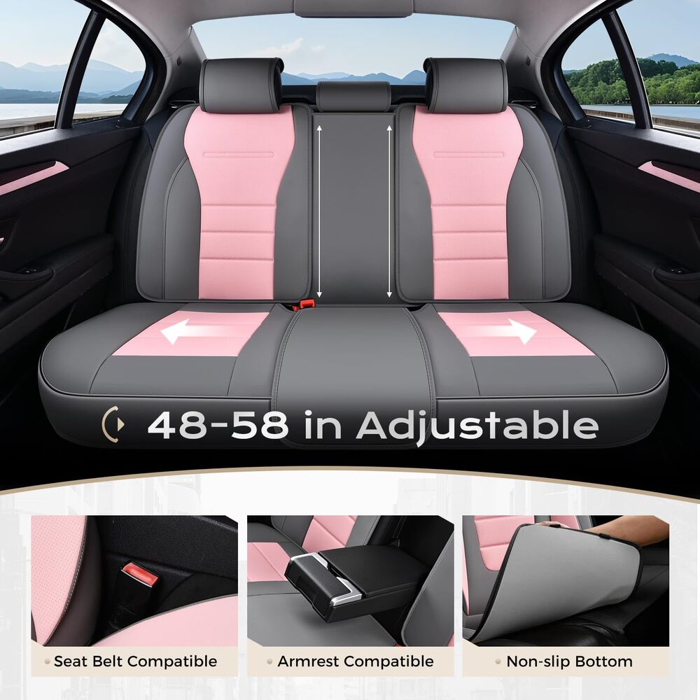 Coverado Front and Back Car Seat Covers Premium Leather Auto Seat Protectors Universal Fit Cars, SUV, Truck