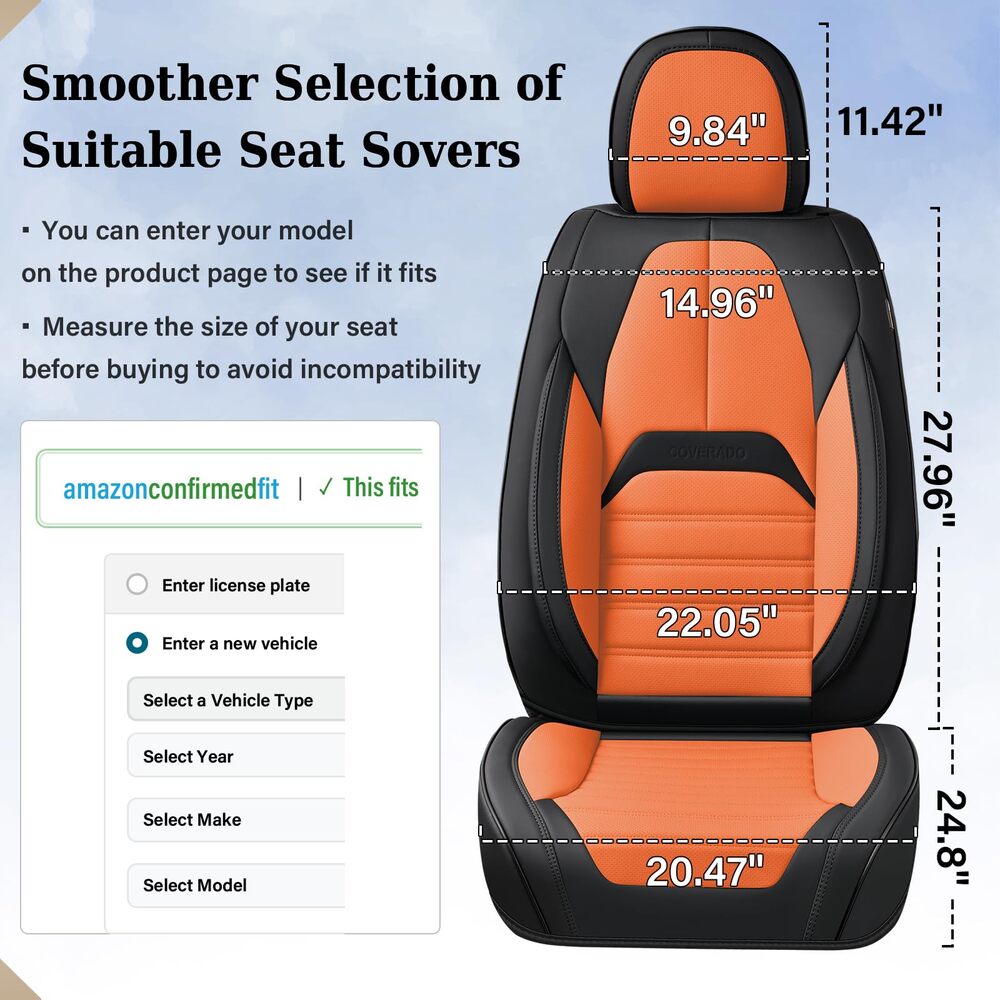 Coverado 5 Full Set Car Seat Covers Set for Front and Back Seats Auto Interior Universal Fit