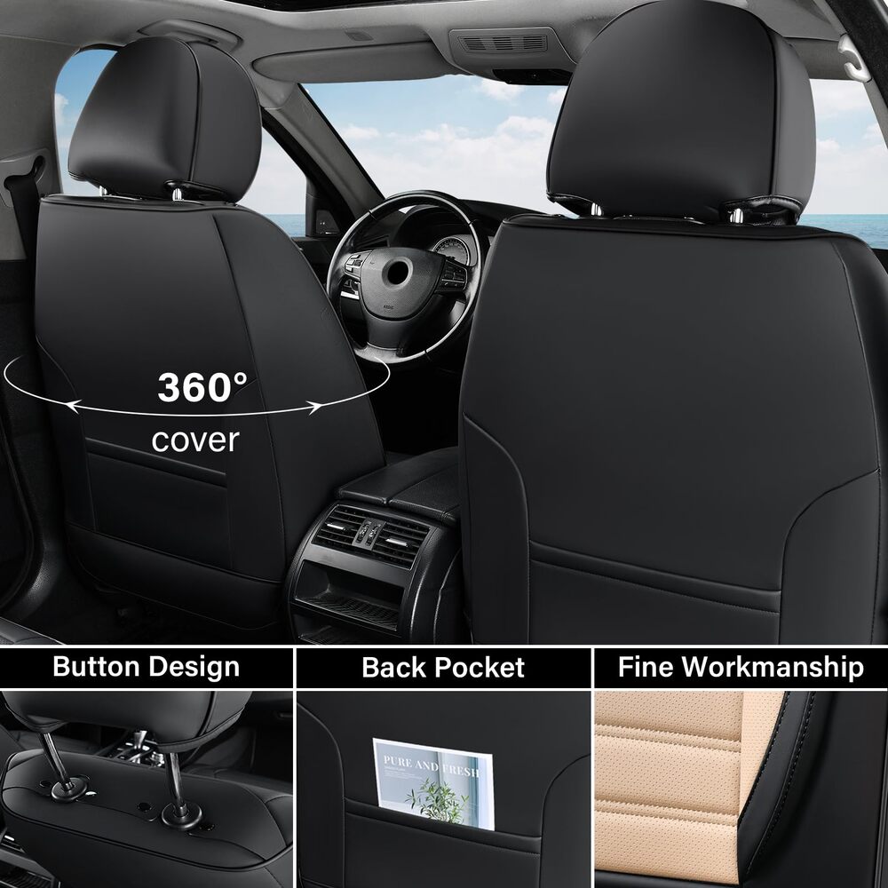 Coverado 5 Full Set Car Seat Covers Set for Front and Back Seats Auto Interior Universal Fit
