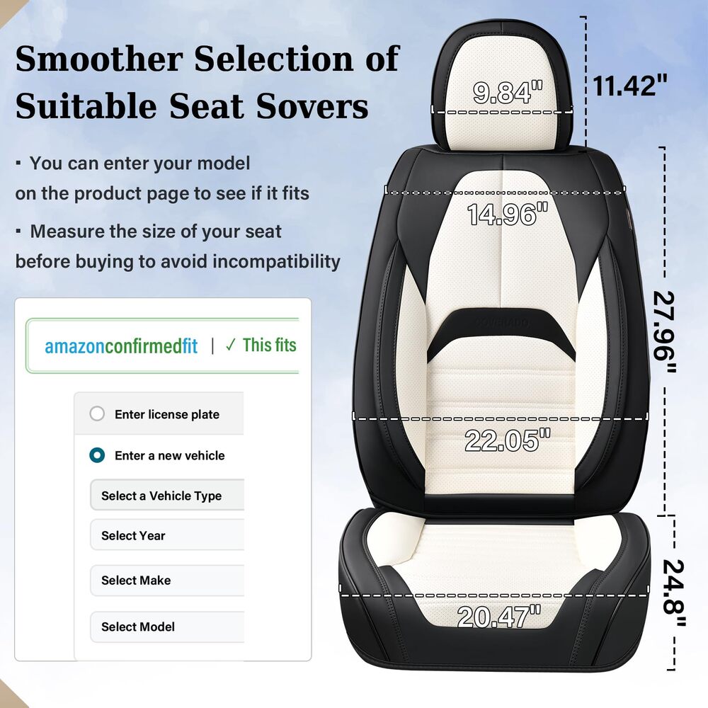 Coverado 5 Full Set Car Seat Covers Set for Front and Back Seats Auto Interior Universal Fit