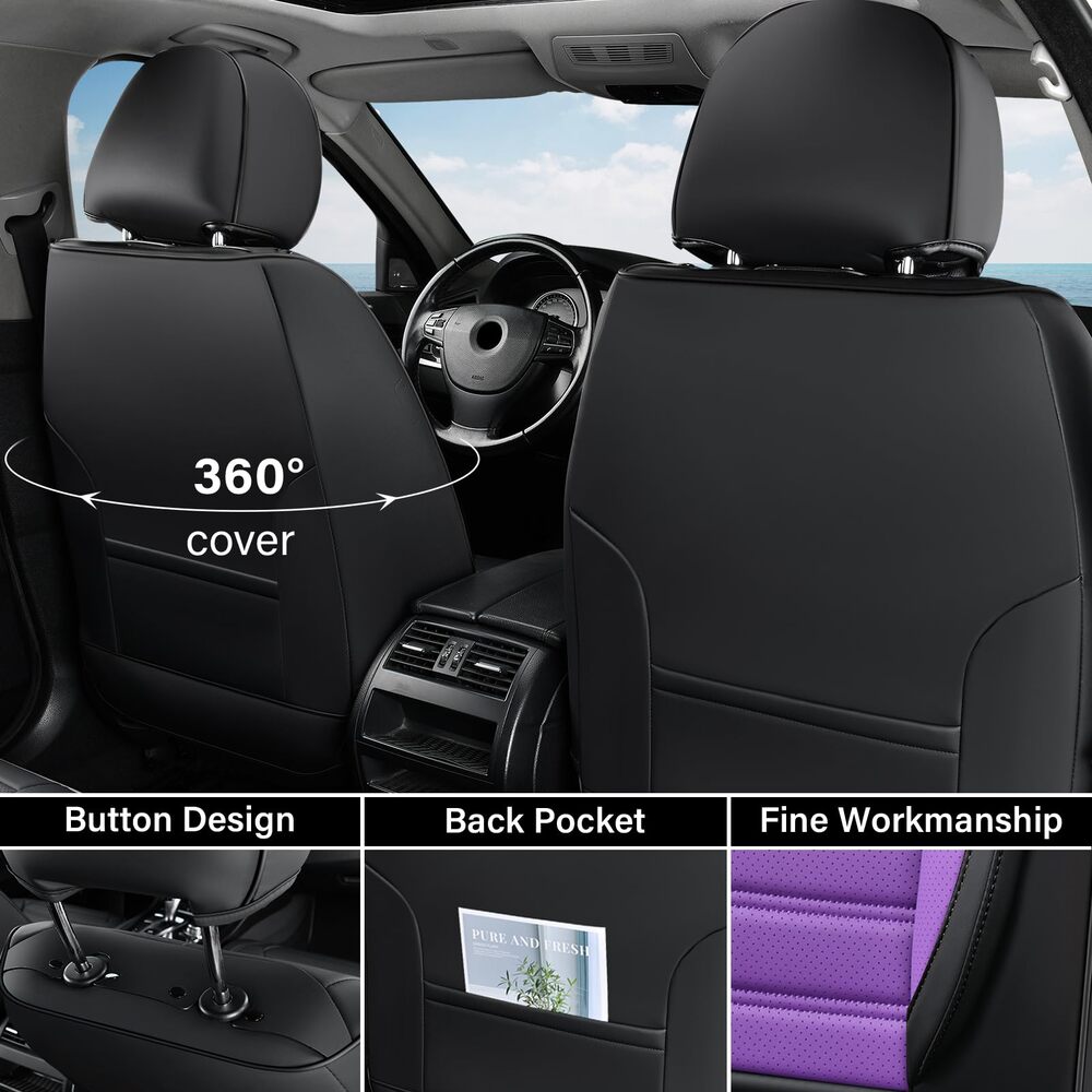Coverado 5 Full Set Car Seat Covers Set for Front and Back Seats Auto Interior Universal Fit