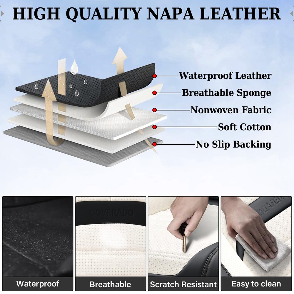 Coverado 5 Full Set Car Seat Covers Set for Front and Back Seats Auto Interior Universal Fit