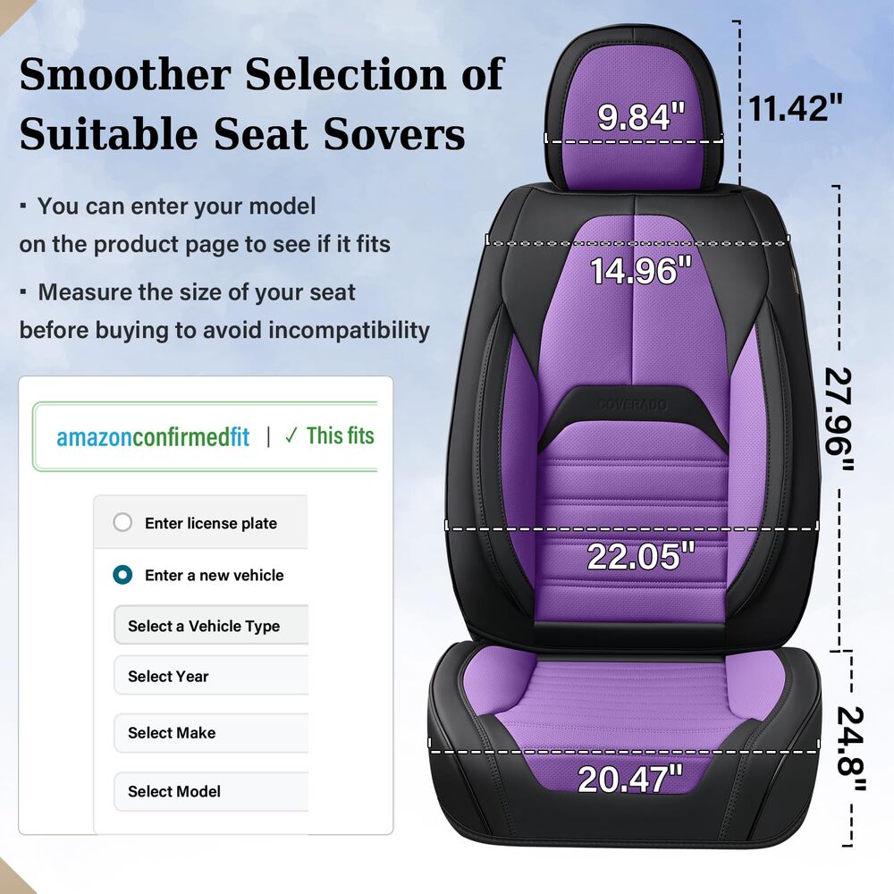 Coverado 5 Full Set Car Seat Covers Set for Front and Back Seats Auto Interior Universal Fit