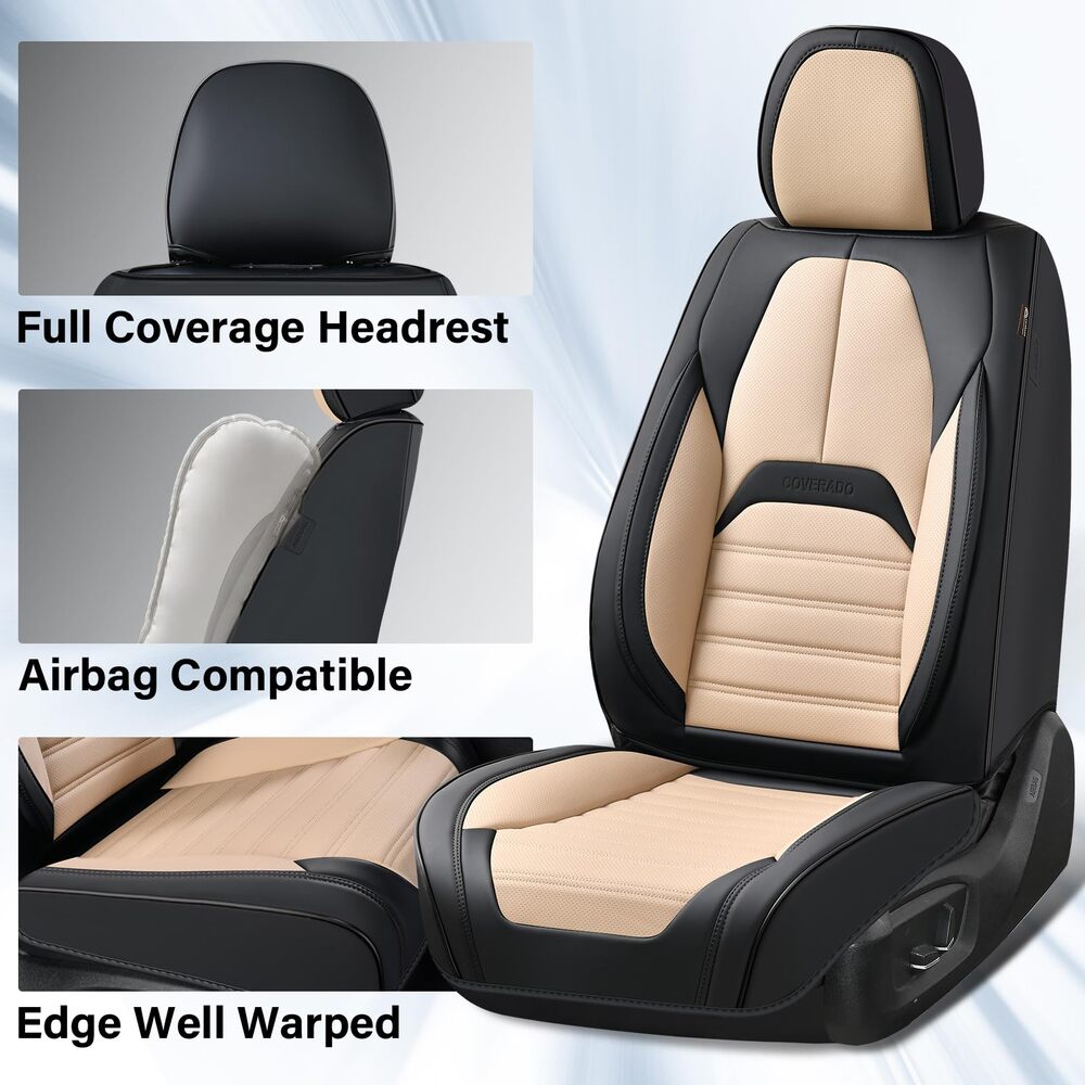Coverado 5 Full Set Car Seat Covers Set for Front and Back Seats Auto Interior Universal Fit