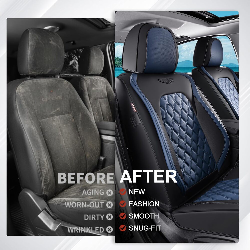 Coverado Seat Covers Premium Faux Leather Front and Back Seats Universal Fit Seat Protectors