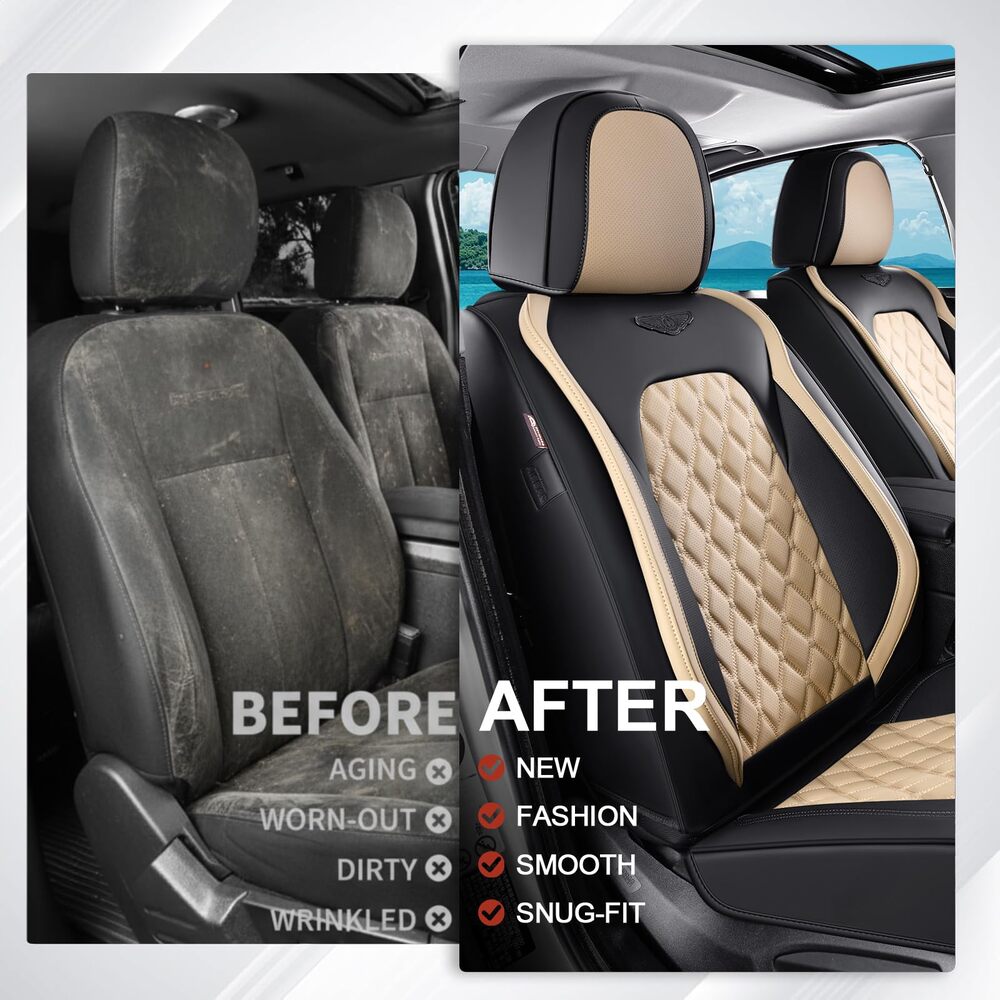 Coverado Seat Covers Premium Faux Leather Front and Back Seats Universal Fit Seat Protectors