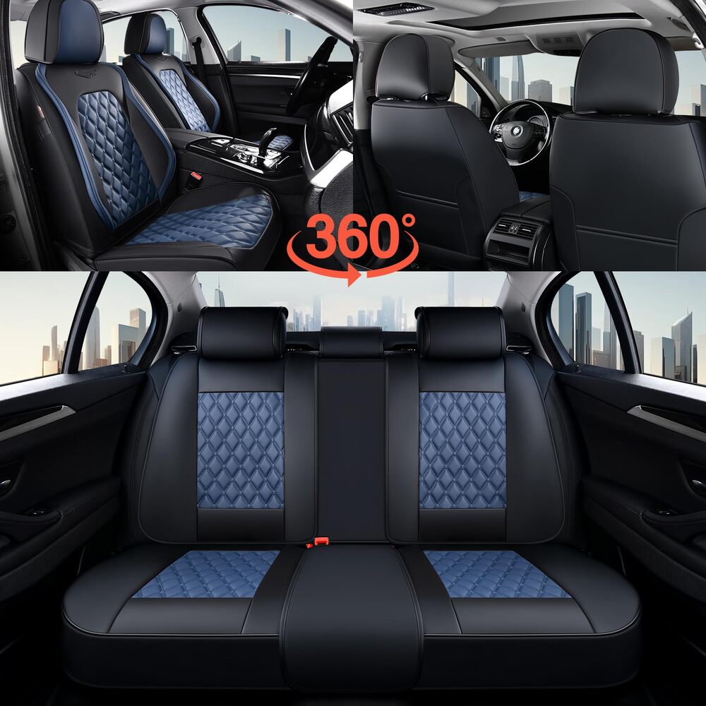 Coverado Seat Covers Premium Faux Leather Front and Back Seats Universal Fit Seat Protectors