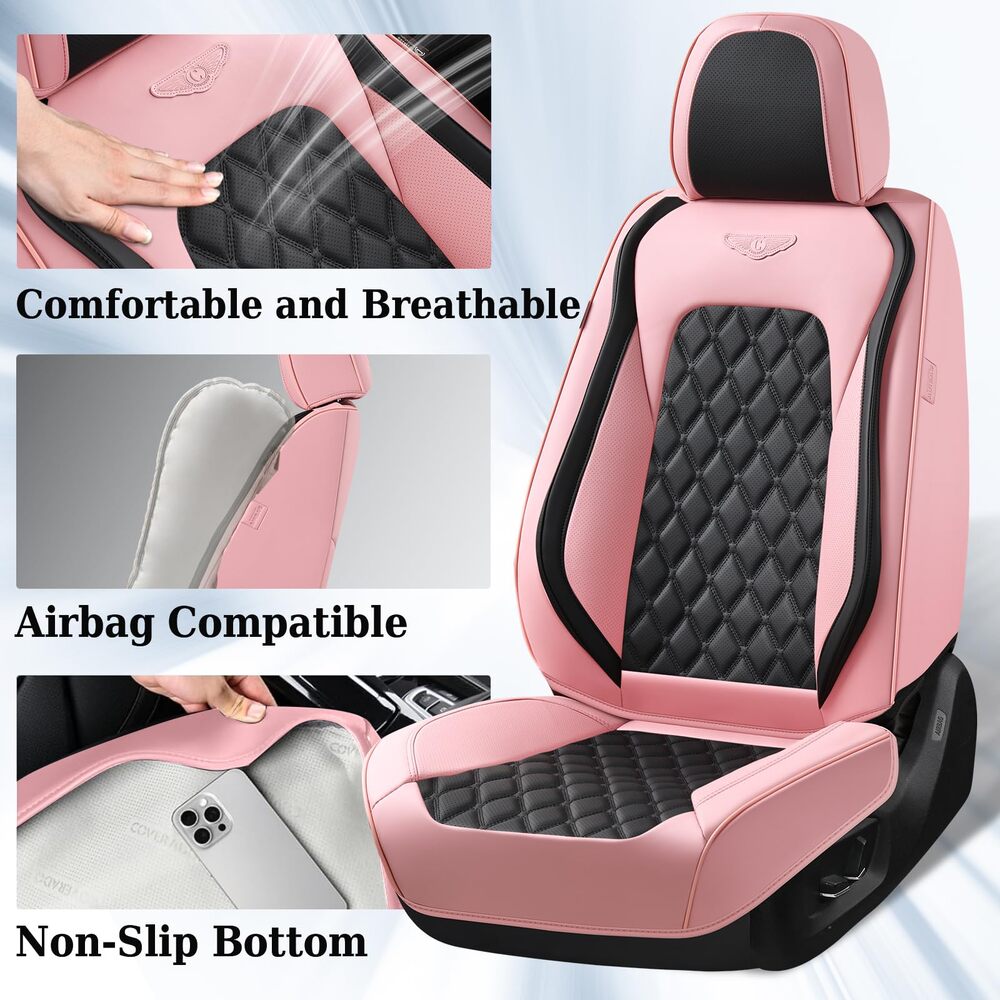 Coverado Seat Covers Premium Faux Leather Front and Back Seats Universal Fit Seat Protectors