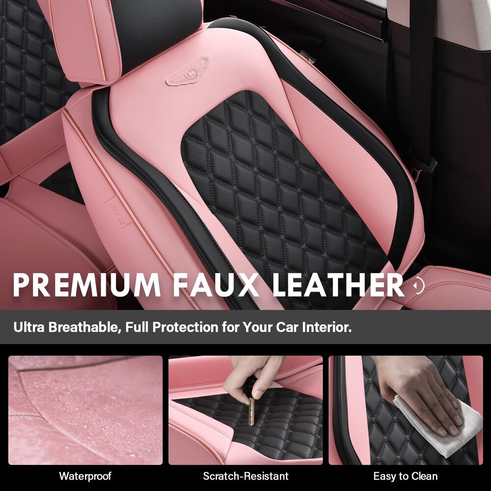 Coverado Seat Covers Premium Faux Leather Front and Back Seats Universal Fit Seat Protectors