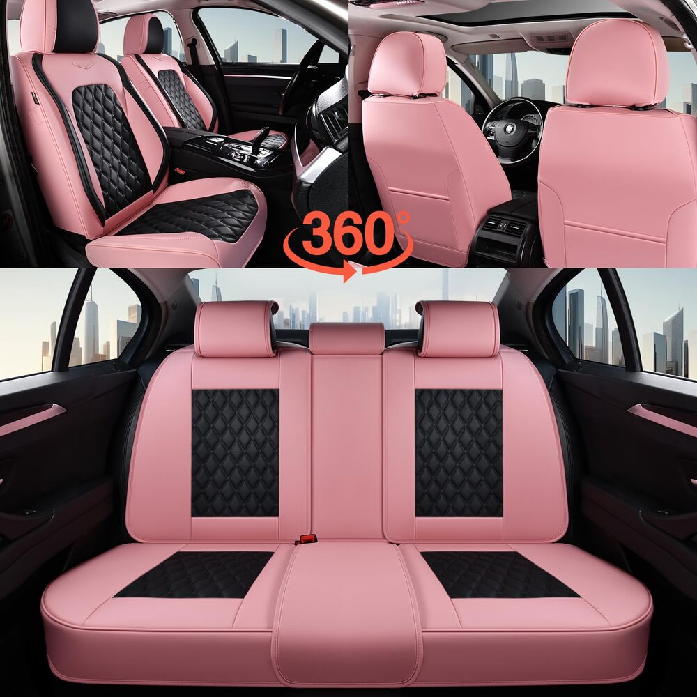Coverado Seat Covers Premium Faux Leather Front and Back Seats Universal Fit Seat Protectors