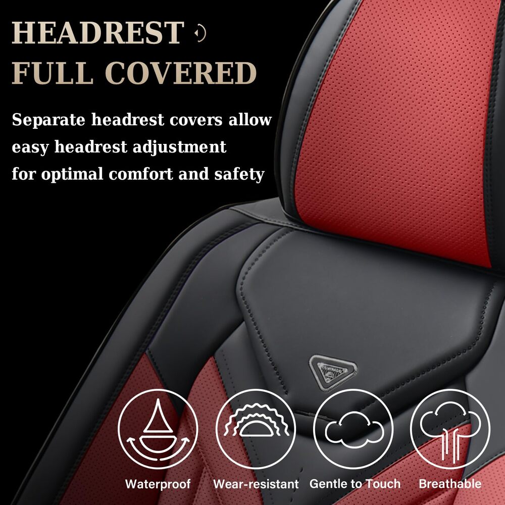 Coverado 5 Seats Full Set Car Seat Covers Front and Back Faux Leather Seat Protectors Universal Fit