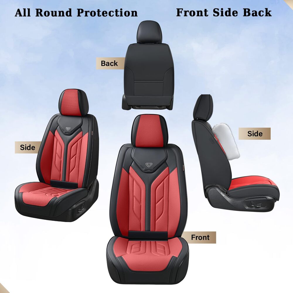 Coverado 5 Seats Full Set Car Seat Covers Front and Back Faux Leather Seat Protectors Universal Fit