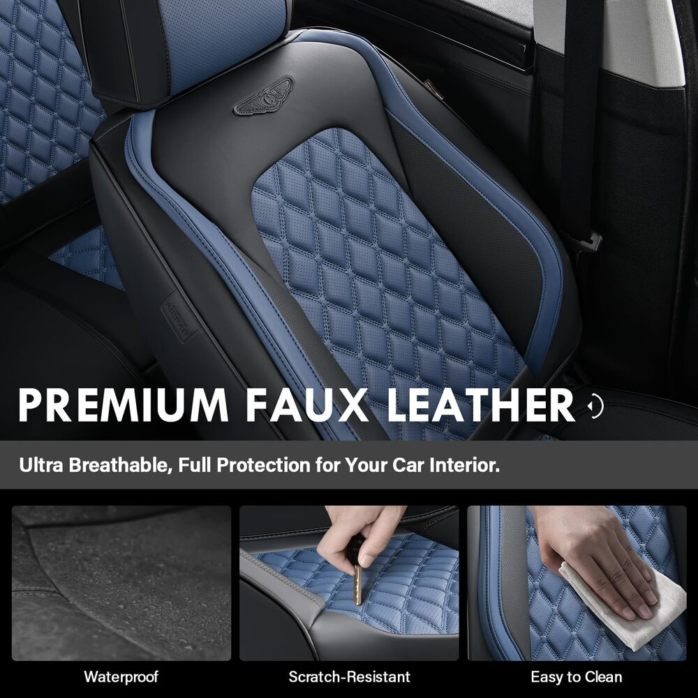 Coverado Seat Covers Premium Faux Leather Front and Back Seats Universal Fit Seat Protectors