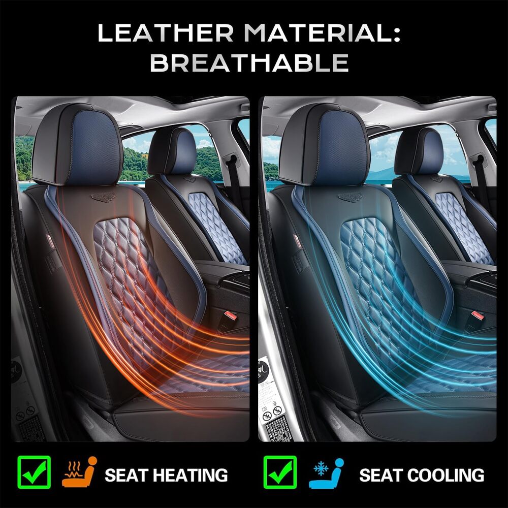 Coverado Seat Covers Premium Faux Leather Front and Back Seats Universal Fit Seat Protectors
