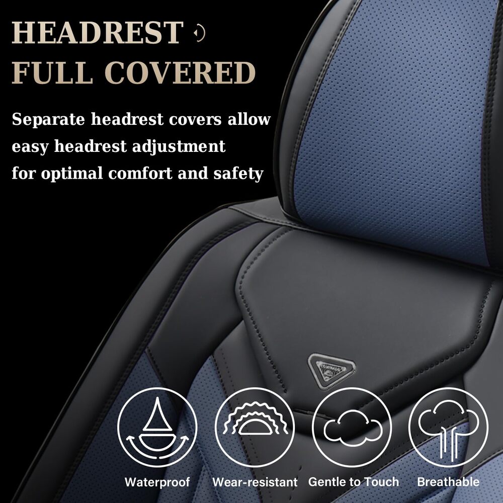 Coverado 5 Seats Full Set Car Seat Covers Front and Back Faux Leather Seat Protectors Universal Fit
