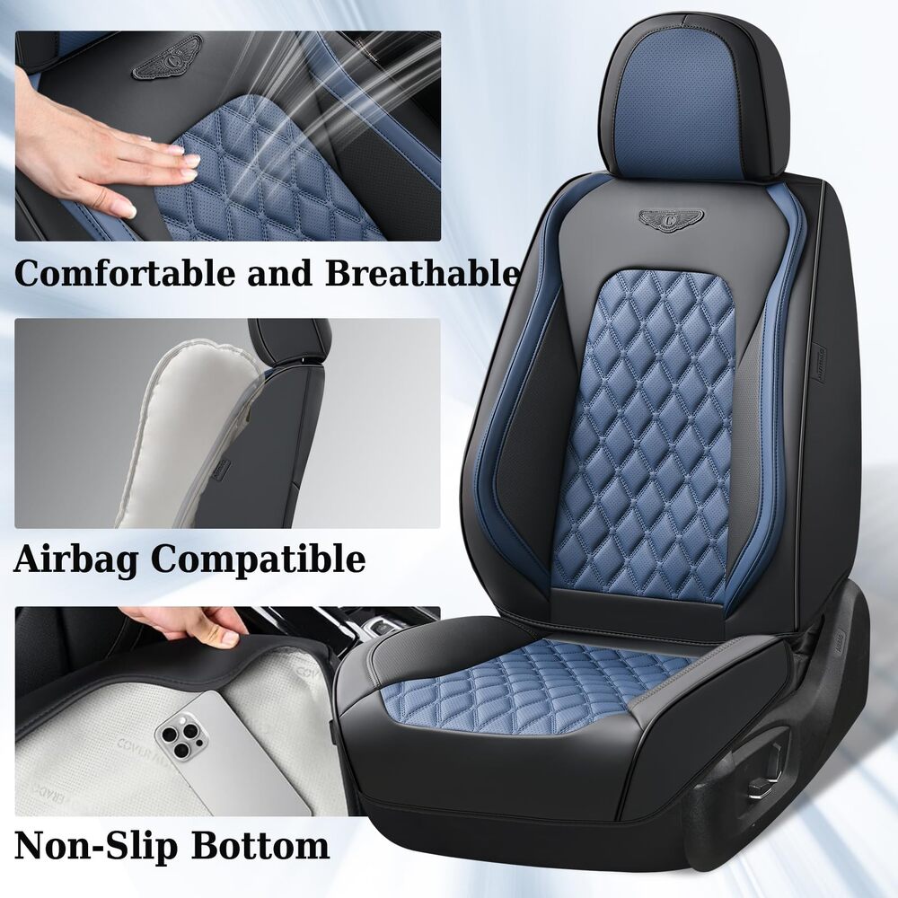 Coverado Seat Covers Premium Faux Leather Front and Back Seats Universal Fit Seat Protectors