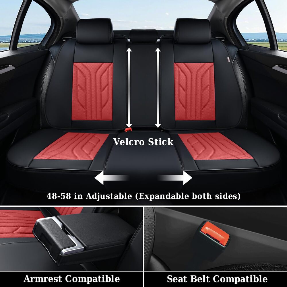 Coverado 5 Seats Full Set Car Seat Covers Front and Back Faux Leather Seat Protectors Universal Fit