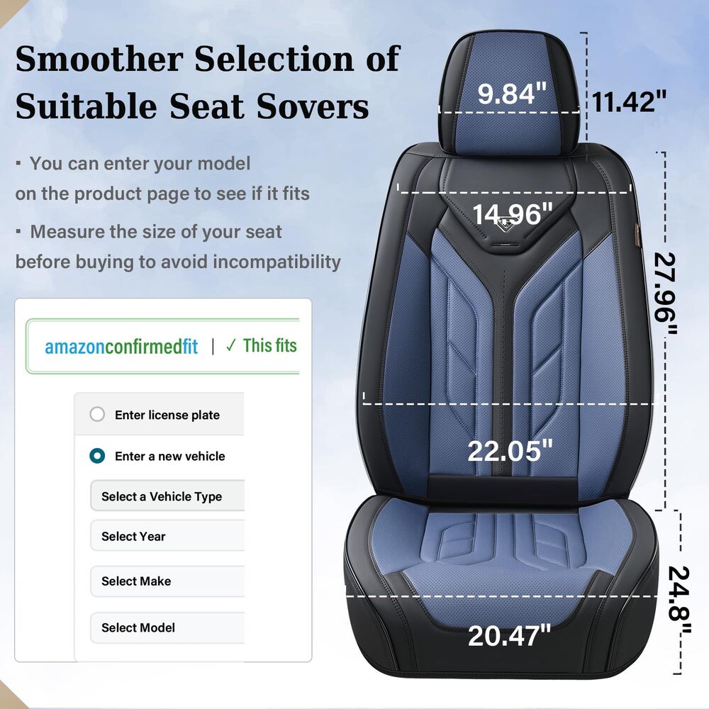 Coverado 5 Seats Full Set Car Seat Covers Front and Back Faux Leather Seat Protectors Universal Fit