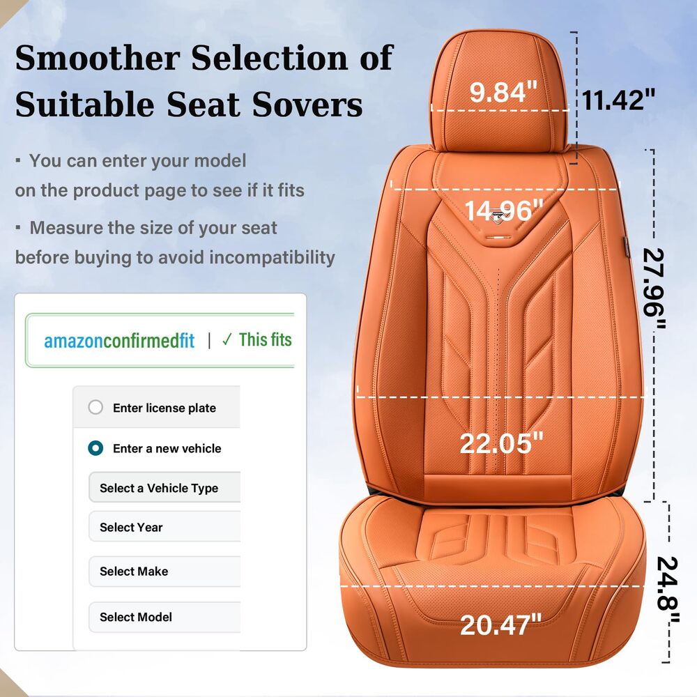 Coverado 5 Seats Full Set Car Seat Covers Front and Back Faux Leather Seat Protectors Universal Fit