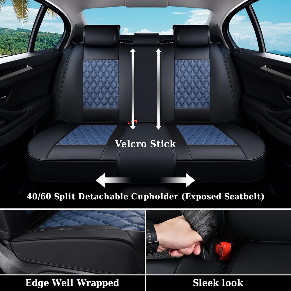 Coverado Seat Covers Premium Faux Leather Front and Back Seats Universal Fit Seat Protectors