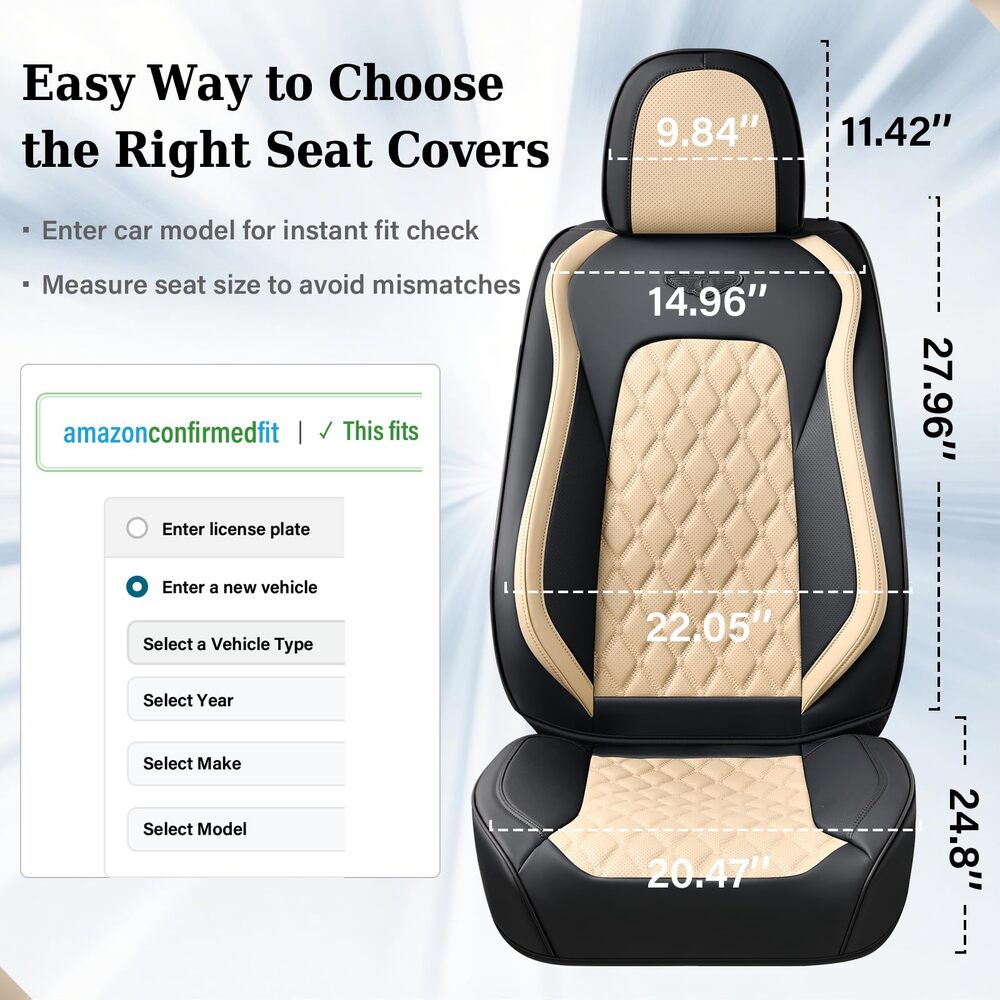 Coverado Seat Covers Premium Faux Leather Front and Back Seats Universal Fit Seat Protectors