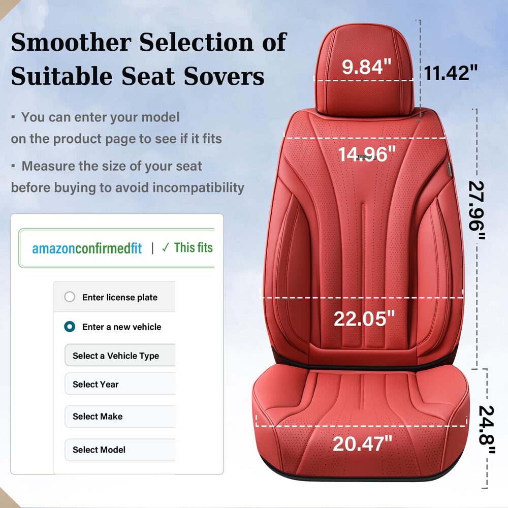 Coverado 5 Seats Full Set Car Seat Covers Front and Back Quality Leather Auto Seat Protectors Universal Fit