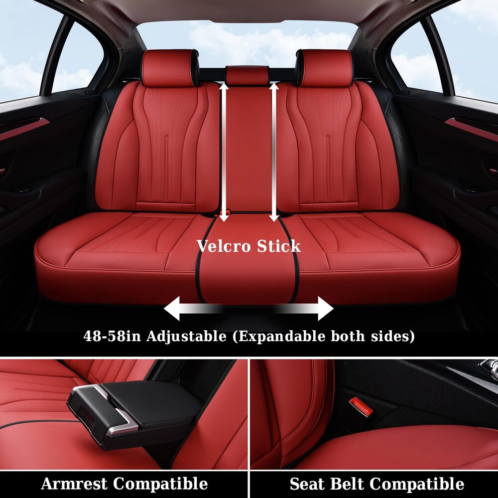 Coverado 5 Seats Full Set Car Seat Covers Front and Back Quality Leather Auto Seat Protectors Universal Fit