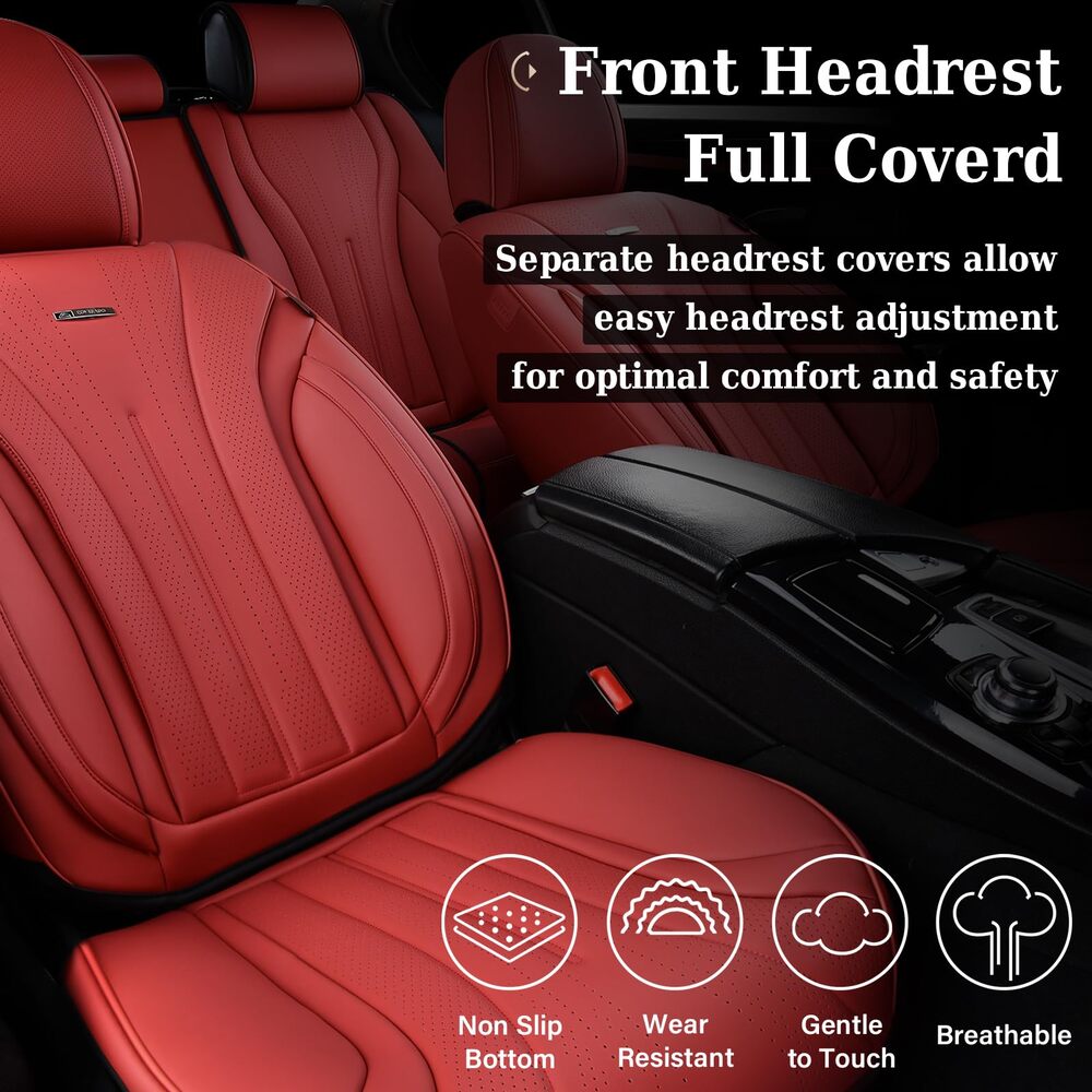 Coverado 5 Seats Full Set Car Seat Covers Front and Back Quality Leather Auto Seat Protectors Universal Fit