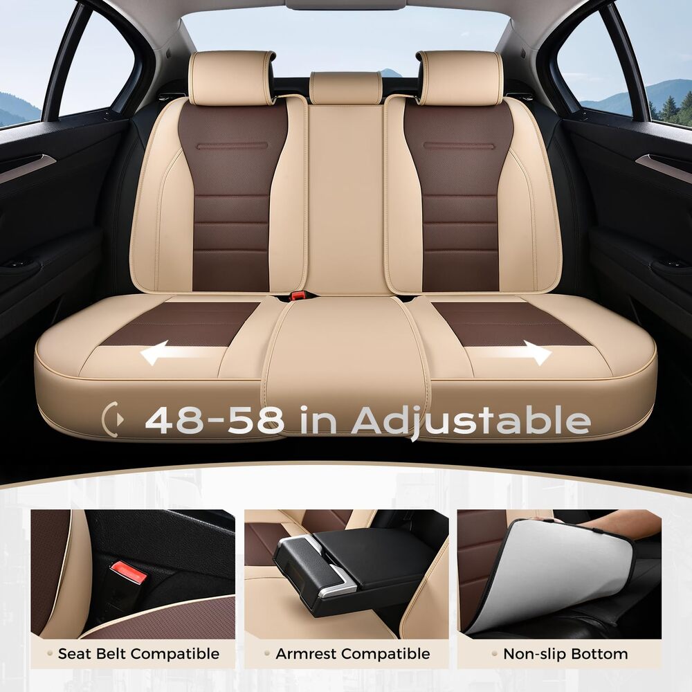 Coverado Front and Back Car Seat Covers Premium Leather Auto Seat Protectors Universal Fit Cars, SUV, Truck