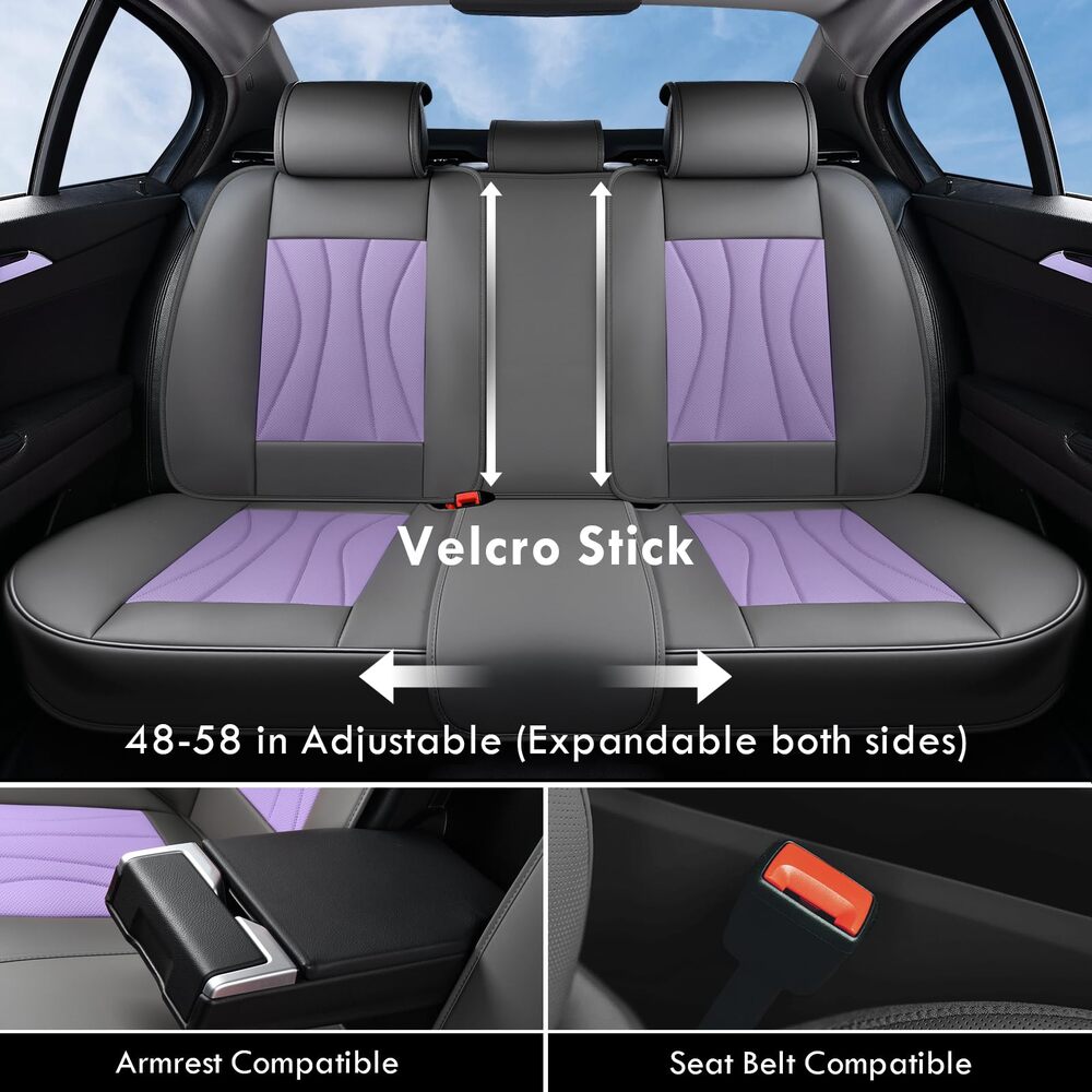 Coverado 5 Seats Full Set Car Seat Covers Front and Back Quality Leather Auto Seat Protectors Universal Fit