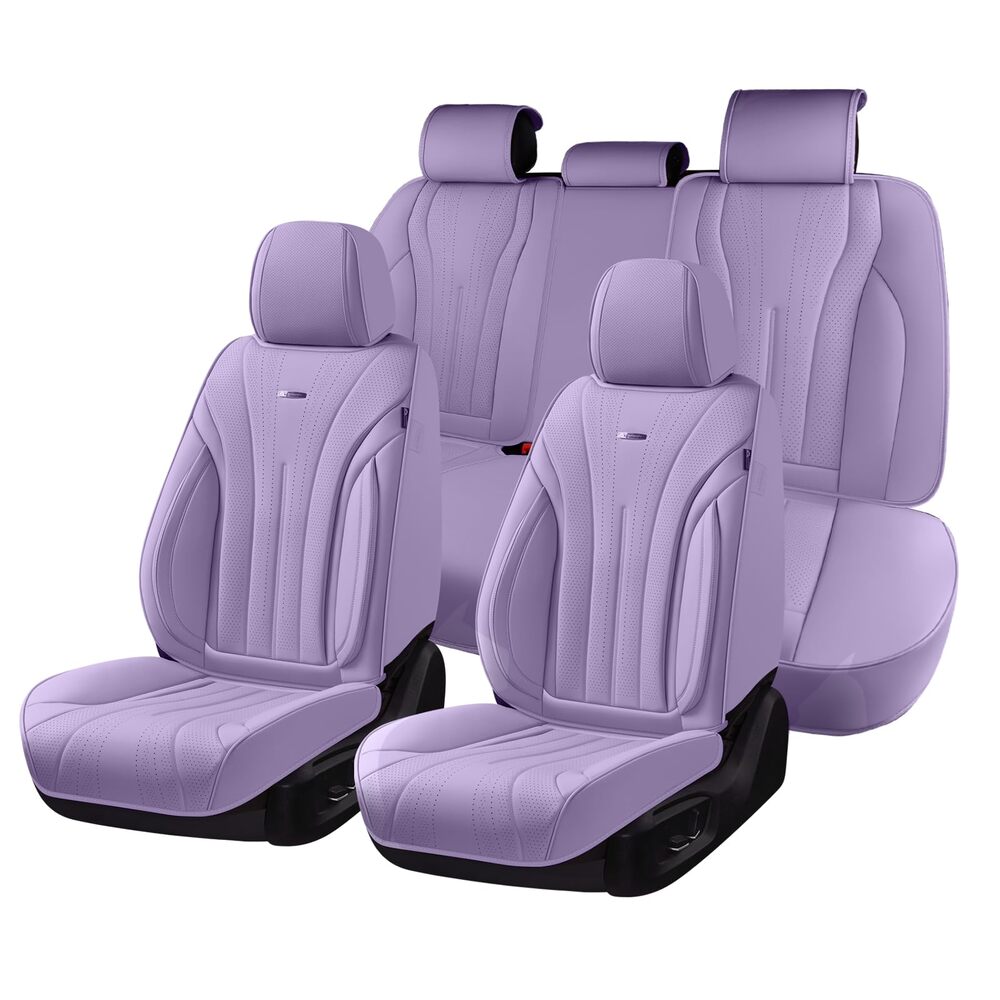 Coverado 5 Seats Full Set Car Seat Covers Front and Back Quality Leather Auto Seat Protectors Universal Fit