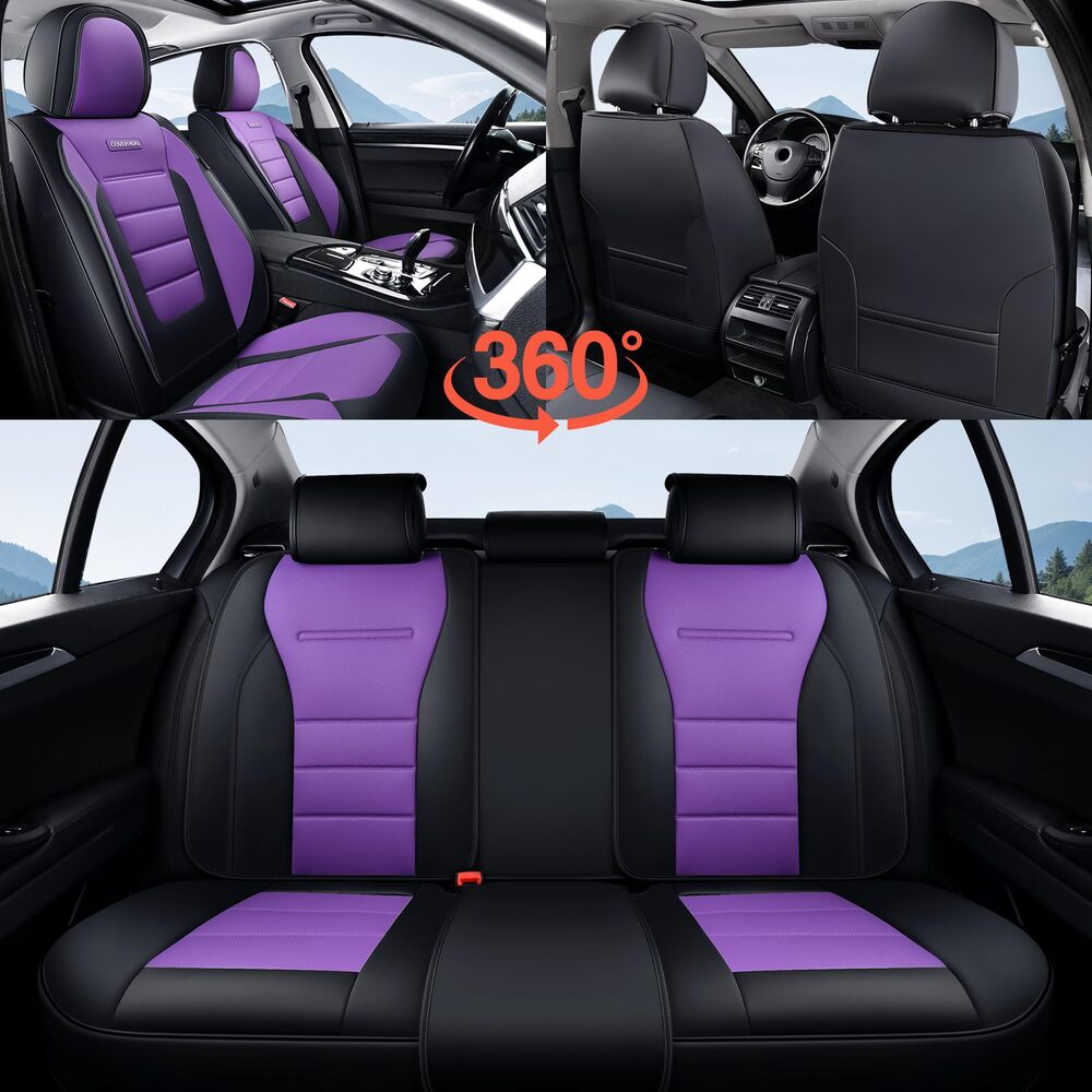 5 Seats Coverado Car Seat Covers Full Set Premium Leather Front Rear Auto Seat Protectors Universal Fit