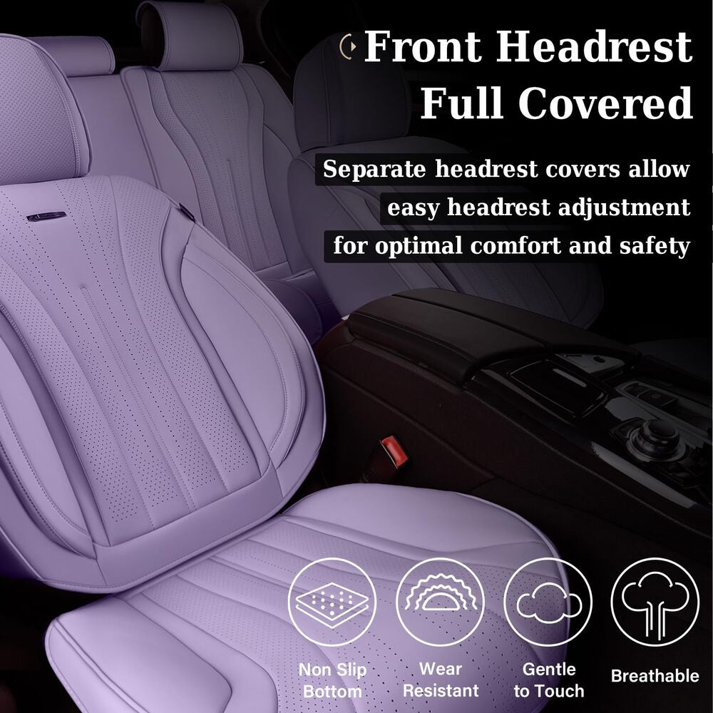 Coverado 5 Seats Full Set Car Seat Covers Front and Back Quality Leather Auto Seat Protectors Universal Fit