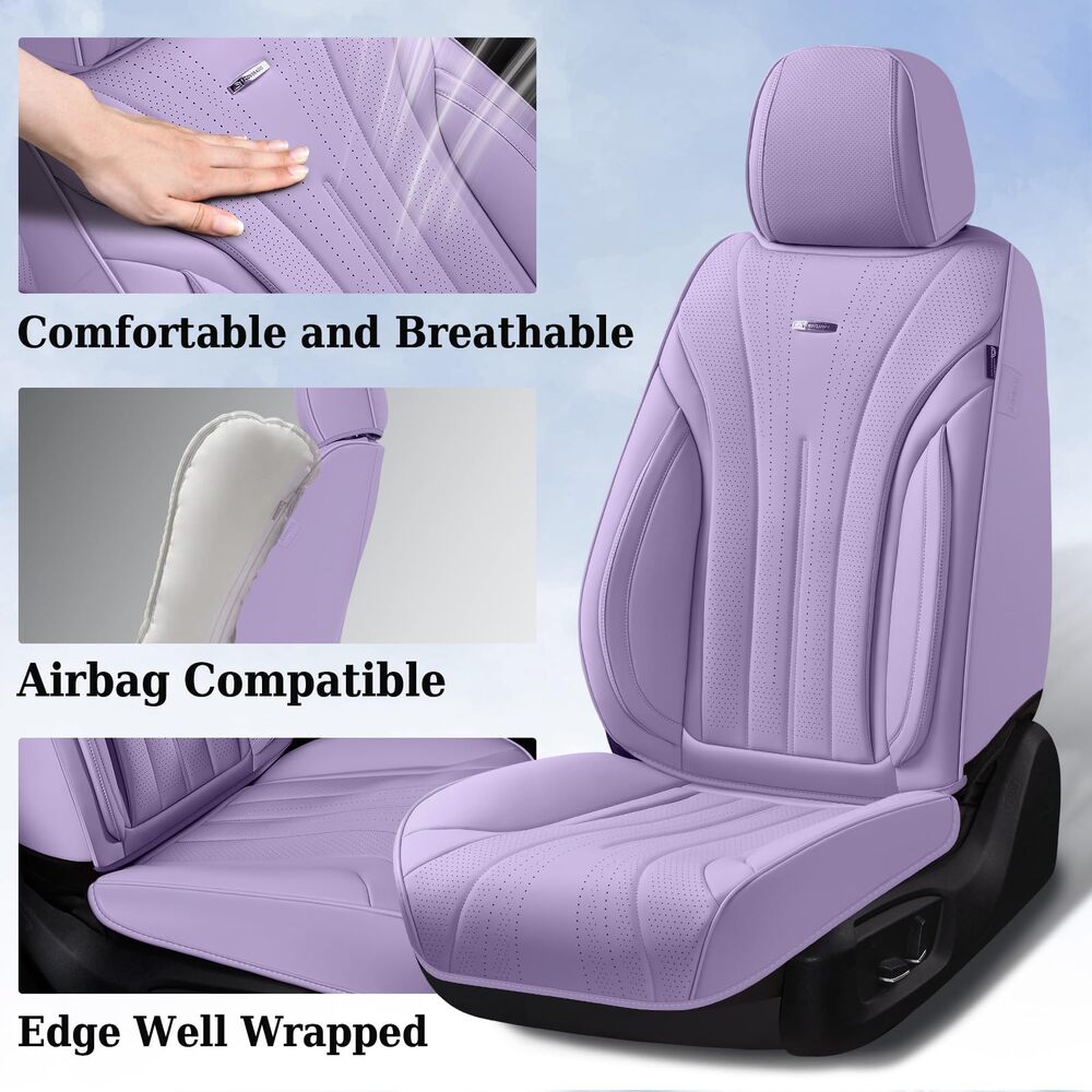 Coverado 5 Seats Full Set Car Seat Covers Front and Back Quality Leather Auto Seat Protectors Universal Fit