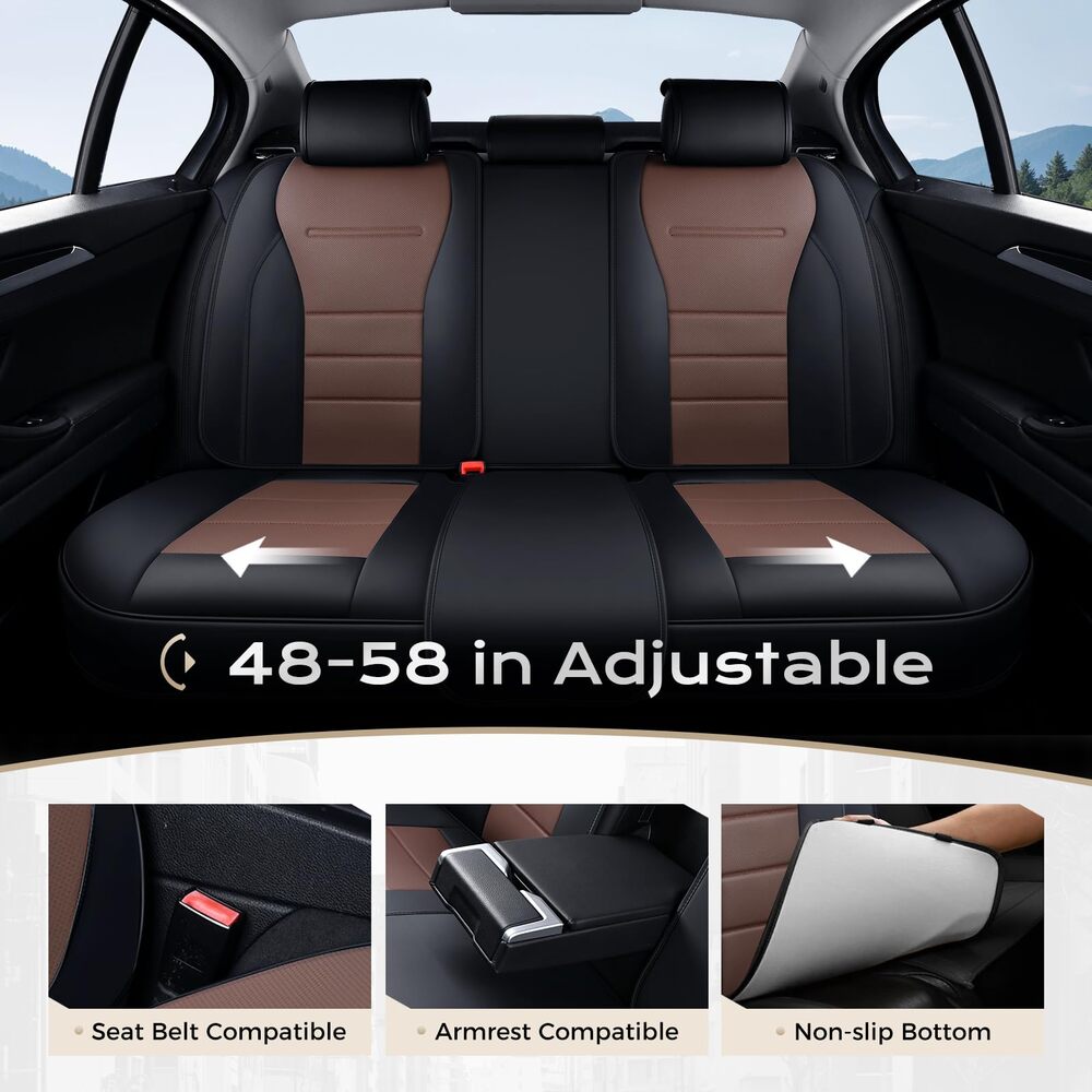 Coverado Front and Back Car Seat Covers Premium Leather Auto Seat Protectors Universal Fit Cars, SUV, Truck