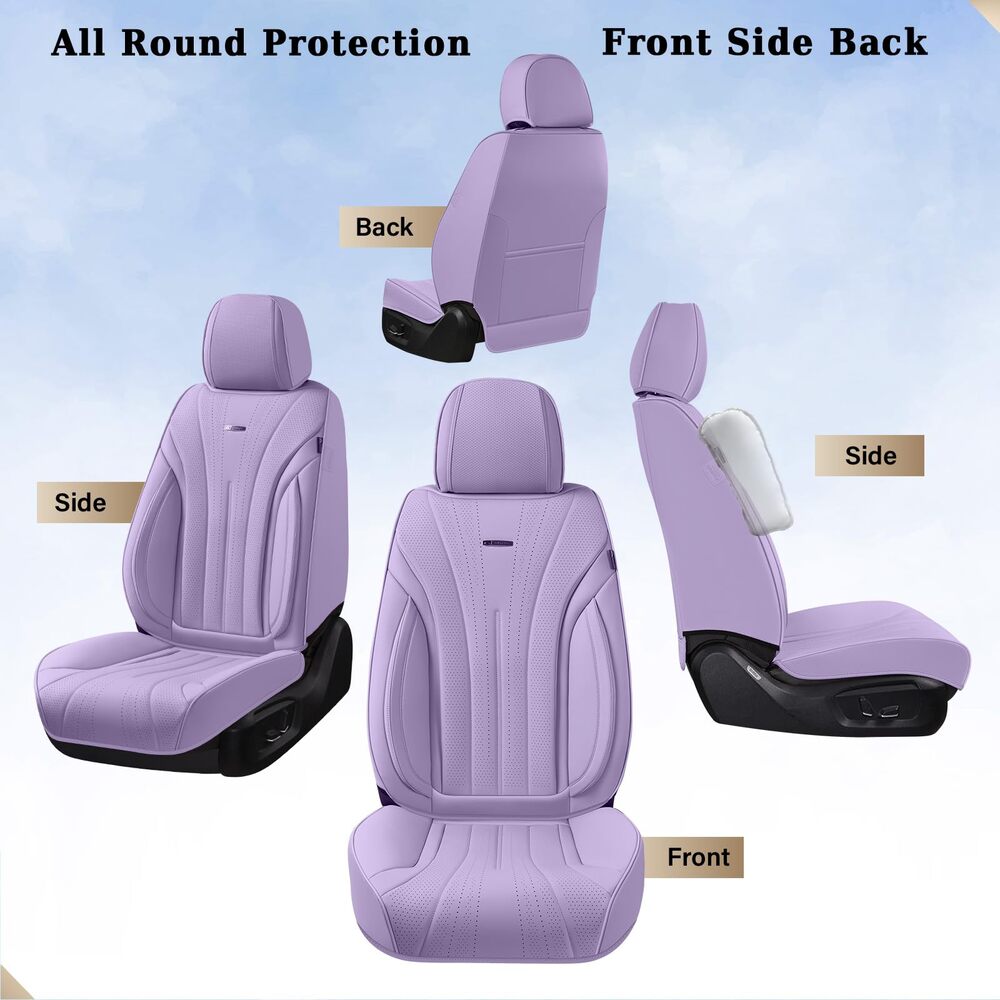 Coverado 5 Seats Full Set Car Seat Covers Front and Back Quality Leather Auto Seat Protectors Universal Fit