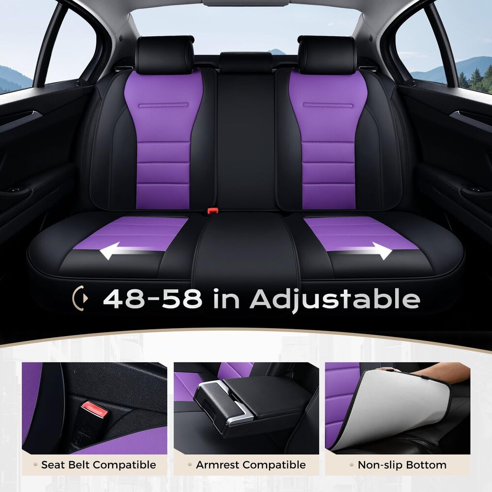 Coverado Front and Back Car Seat Covers Premium Leather Auto Seat Protectors Universal Fit Cars, SUV, Truck