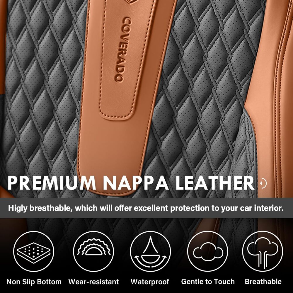 2 Seats Coverado Front Driver Passenger Car Seat Covers Back Support Premium Leather Waterproof Auto Seat Protectors Universal Fit