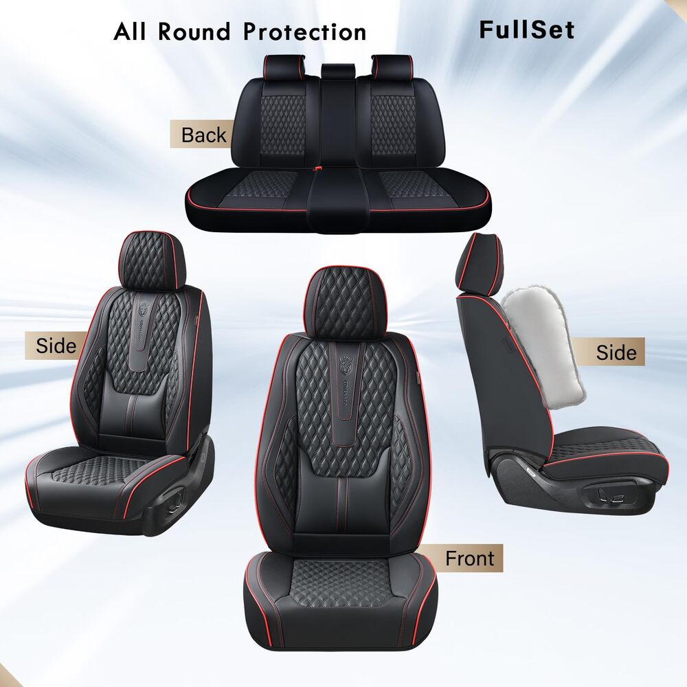 2 Seats Coverado Front Driver Passenger Car Seat Covers Back Support Premium Leather Waterproof Auto Seat Protectors Universal Fit