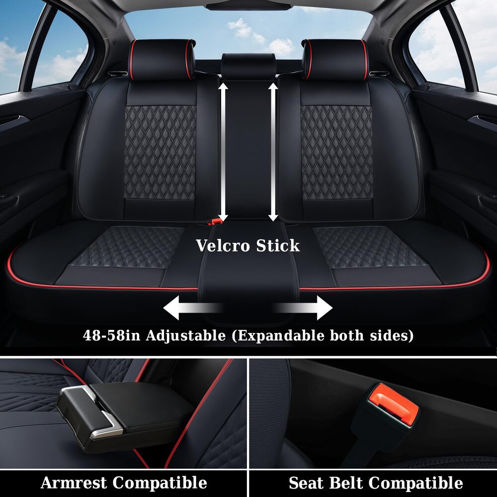 Coverado Front and Rear Car Seat Covers Universal Fit Premium Leather Water Resistant Driver Passenger Auto Seat Protectors Interior Covers