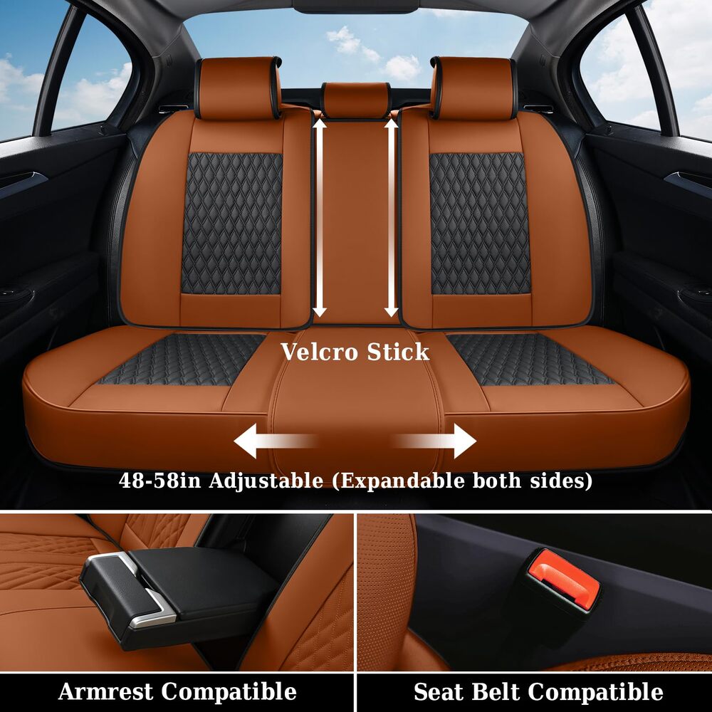 Coverado Front and Rear Car Seat Covers Universal Fit Premium Leather Water Resistant Driver Passenger Auto Seat Protectors Interior Covers