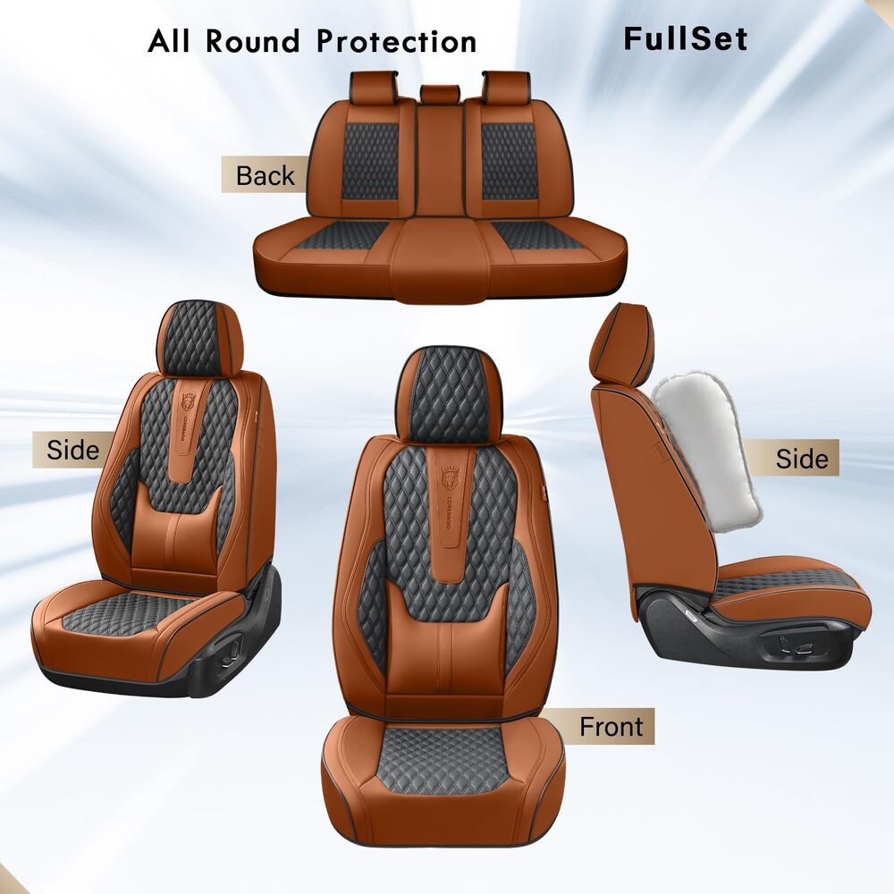 2 Seats Coverado Front Driver Passenger Car Seat Covers Back Support Premium Leather Waterproof Auto Seat Protectors Universal Fit