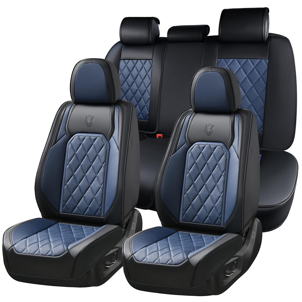 Coverado Front and Back Seat Covers Faux Leather Full Set Breathable Waterproof Seat Protectors Universal Fit