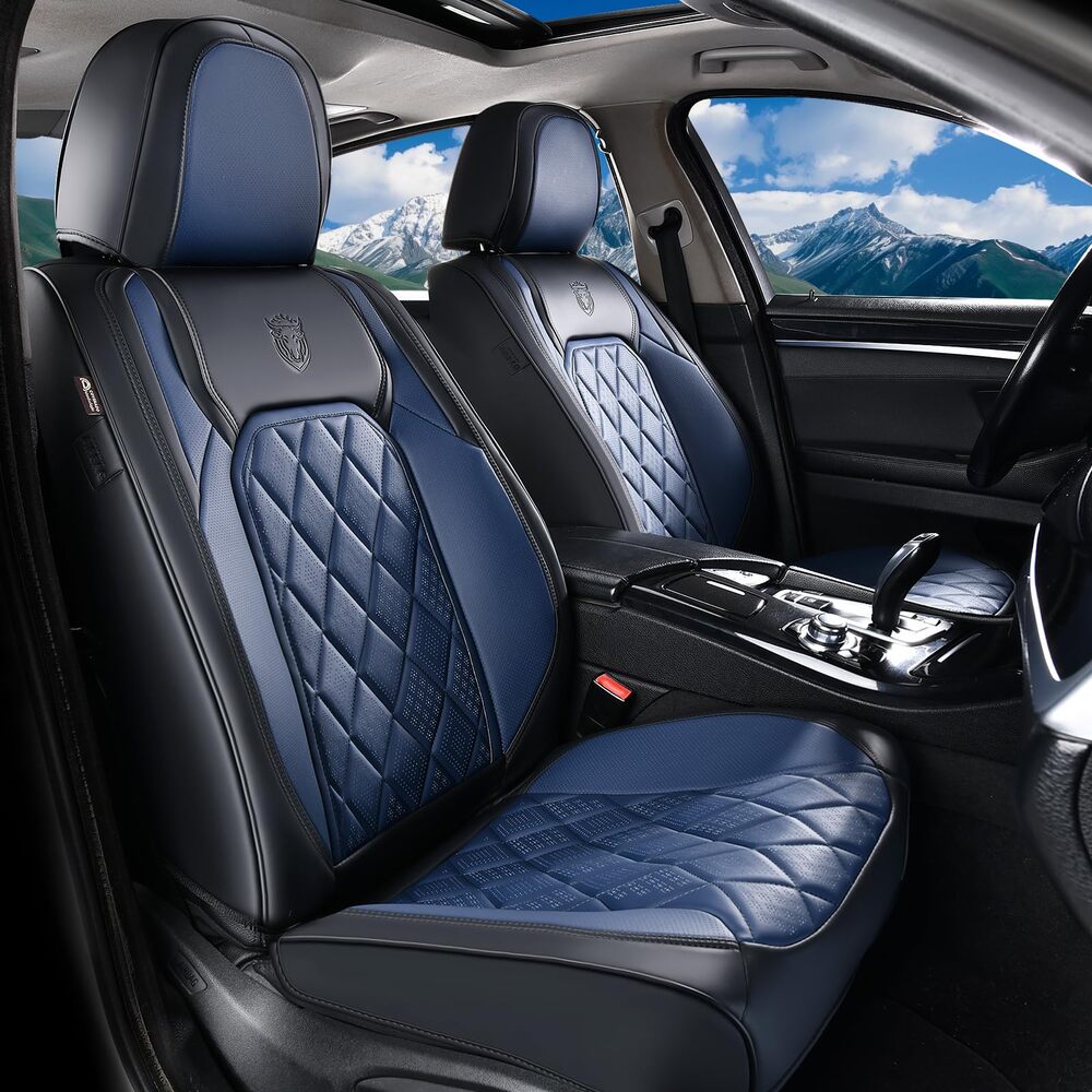 Coverado Front and Back Seat Covers Faux Leather Full Set Breathable Waterproof Seat Protectors Universal Fit