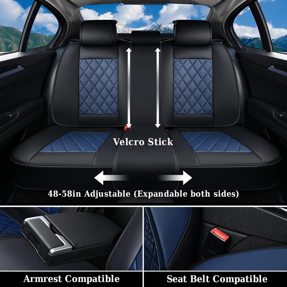 Coverado Front and Back Seat Covers Faux Leather Full Set Breathable Waterproof Seat Protectors Universal Fit