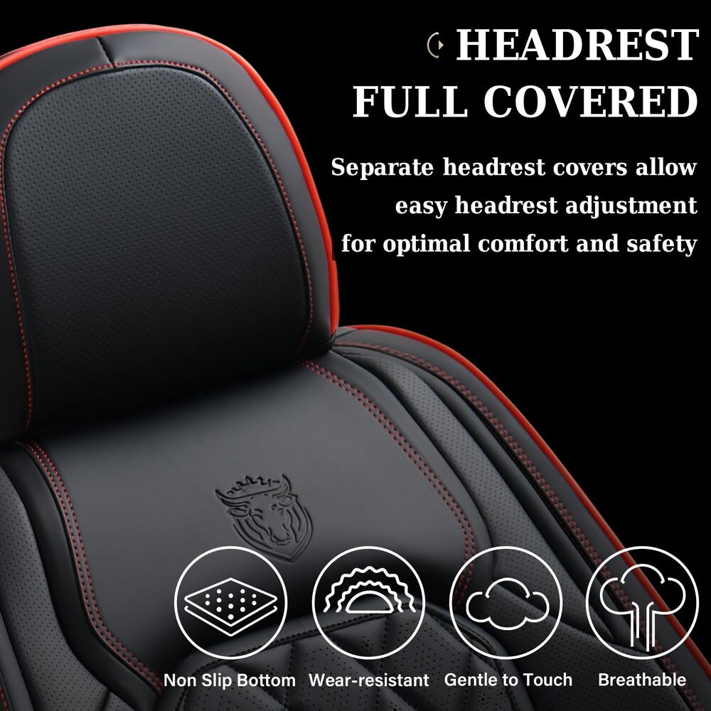 Coverado 5 Seats Front and Back Car Seat Covers Faux Leather Full Set Breathable Waterproof Auto Seat Protectors Universal Fit